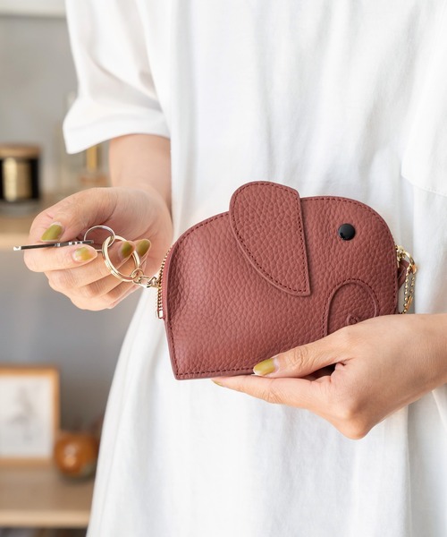 ②☆使用感極少/美品☆ヴェルニ アイボリー♪コインケース キーリング セール】キーリング付き本革コインケース&財布（財布