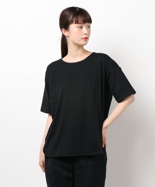 KOBE LETTUCE（コウベレタス）の「クルーネックラウンドヘムドロップショルダービッグチュニックTシャツ（Tシャツ/カットソー・レディース・オフホワイト/サックスブルー/ブラウン/ブラック/ネイビー/カーキ・L/M）」の20枚目の写真