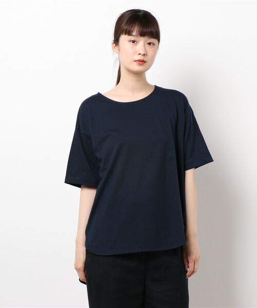 KOBE LETTUCE（コウベレタス）の「クルーネックラウンドヘムドロップショルダービッグチュニックTシャツ（Tシャツ/カットソー・レディース・オフホワイト/サックスブルー/ブラウン/ブラック/ネイビー/カーキ・L/M）」の22枚目の写真