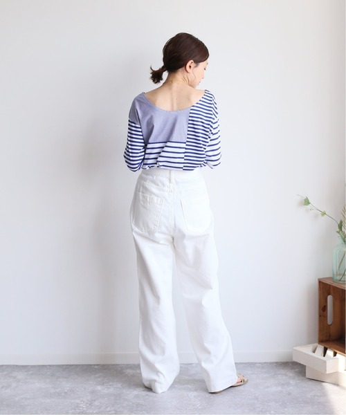 SLOBE IENA(スローブイエナ)の「パッチワークボーダープルオーバー【手洗い可能】◆(Tシャツ/カットソー・レディース・ブラック系その他/ブルー系その他・FREE)」の5枚目の写真