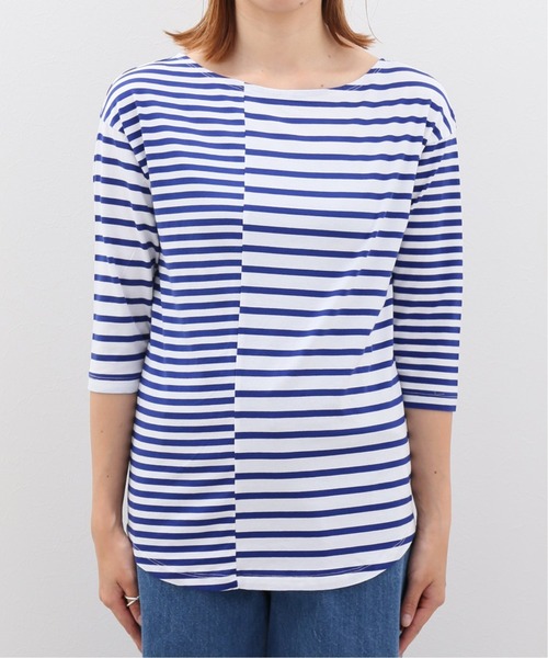 SLOBE IENA(スローブイエナ)の「パッチワークボーダープルオーバー【手洗い可能】◆(Tシャツ/カットソー・レディース・ブラック系その他/ブルー系その他・FREE)」の6枚目の写真