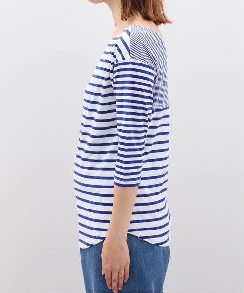 SLOBE IENA(スローブイエナ)の「パッチワークボーダープルオーバー【手洗い可能】◆(Tシャツ/カットソー・レディース・ブラック系その他/ブルー系その他・FREE)」の7枚目の写真