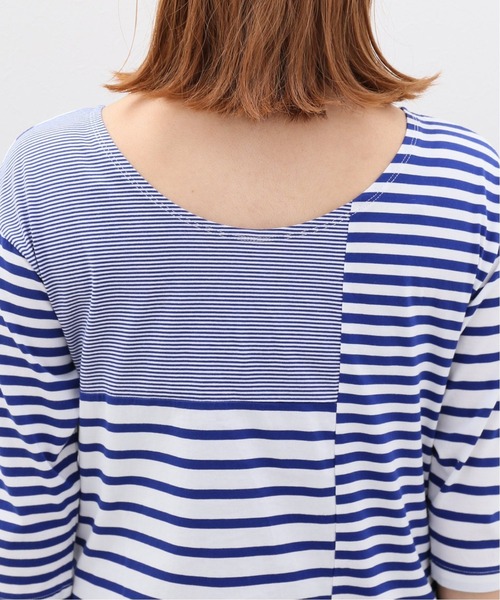 SLOBE IENA(スローブイエナ)の「パッチワークボーダープルオーバー【手洗い可能】◆(Tシャツ/カットソー・レディース・ブラック系その他/ブルー系その他・FREE)」の10枚目の写真