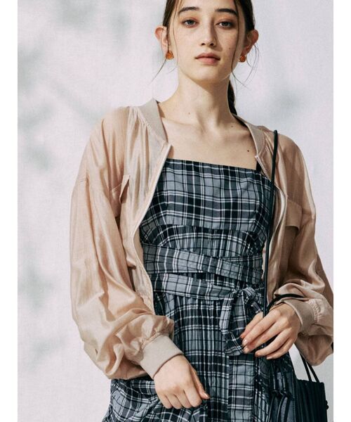 MERCURYDUO（マーキュリーデュオ）の「シアーチェックロングキャミワンピース（ワンピース・レディース・ブラック/ブラウン・FREE）」の5枚目の写真