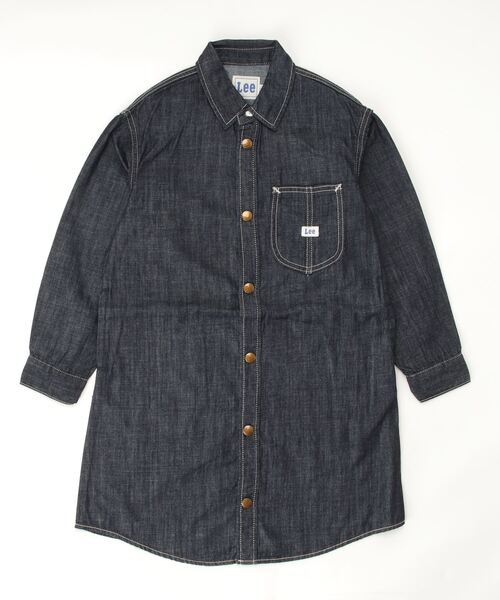 Lee（リー）の「Lee/リー キッズ　ライトオンスデニムシャツワンピース（シャツ/ブラウス・キッズ・インディゴブルー/ダークインディゴブルー・140/130/150）」の4枚目の写真