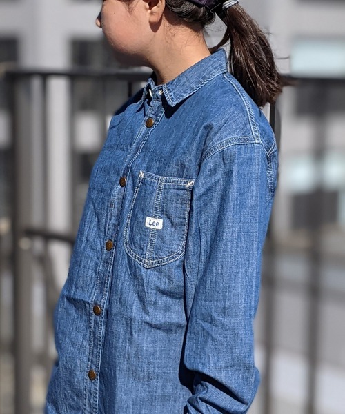 Lee（リー）の「Lee/リー キッズ　ライトオンスデニムシャツワンピース（シャツ/ブラウス・キッズ・インディゴブルー/ダークインディゴブルー・140/130/150）」の10枚目の写真