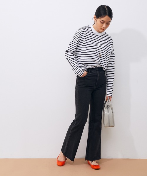 ADAM ET ROPE'（アダムエロペ）の「【一部WEB限定】クルーネックコットン長袖TEE（Tシャツ/カットソー・レディース・ホワイト/ピンク/ブラック系その他・FREE）」の7枚目の写真