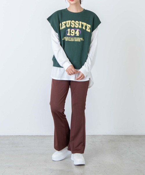 WEGO（ウィゴー）の「WEGO/クルーネックスウェットベスト（ベスト・レディース・ダークグリーン/オートミール/その他1/ネイビー・FREE）」の8枚目の写真