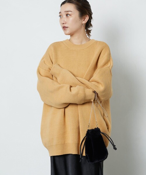 FREAK'S STORE（フリークスストア）の「▽【WEB限定】クルーネックニットカーディガン（カーディガン/ボレロ・レディース・ブルーグリーン/オリーブ/ブラック/ホワイト/マスタード/イエロー/ベージュ/ネイビー・ﾌﾘ-）」の7枚目の写真