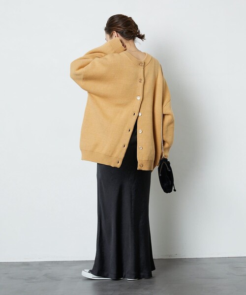 FREAK'S STORE（フリークスストア）の「▽【WEB限定】クルーネックニットカーディガン（カーディガン/ボレロ・レディース・ブルーグリーン/オリーブ/ブラック/ホワイト/マスタード/イエロー/ベージュ/ネイビー・ﾌﾘ-）」の9枚目の写真