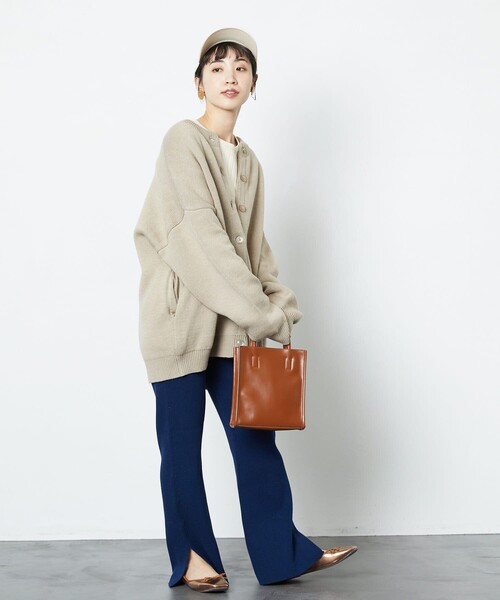 FREAK'S STORE（フリークスストア）の「▽【WEB限定】クルーネックニットカーディガン（カーディガン/ボレロ・レディース・ブルーグリーン/オリーブ/ブラック/ホワイト/マスタード/イエロー/ベージュ/ネイビー・ﾌﾘ-）」の10枚目の写真