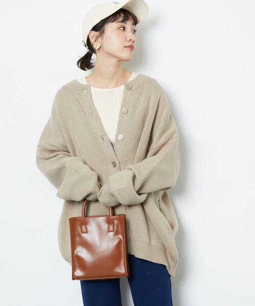 FREAK'S STORE（フリークスストア）の「▽【WEB限定】クルーネックニットカーディガン（カーディガン/ボレロ・レディース・ブルーグリーン/オリーブ/ブラック/ホワイト/マスタード/イエロー/ベージュ/ネイビー・ﾌﾘ-）」の11枚目の写真