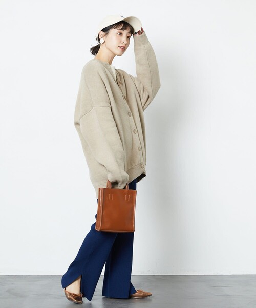 FREAK'S STORE（フリークスストア）の「▽【WEB限定】クルーネックニットカーディガン（カーディガン/ボレロ・レディース・ブルーグリーン/オリーブ/ブラック/ホワイト/マスタード/イエロー/ベージュ/ネイビー・ﾌﾘ-）」の12枚目の写真