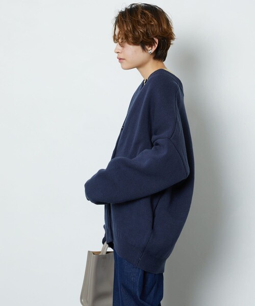 FREAK'S STORE（フリークスストア）の「▽【WEB限定】クルーネックニットカーディガン（カーディガン/ボレロ・レディース・ブルーグリーン/オリーブ/ブラック/ホワイト/マスタード/イエロー/ベージュ/ネイビー・ﾌﾘ-）」の17枚目の写真