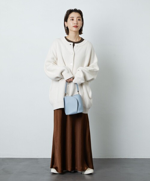 FREAK'S STORE（フリークスストア）の「▽【WEB限定】クルーネックニットカーディガン（カーディガン/ボレロ・レディース・ブルーグリーン/オリーブ/ブラック/ホワイト/マスタード/イエロー/ベージュ/ネイビー・ﾌﾘ-）」の18枚目の写真