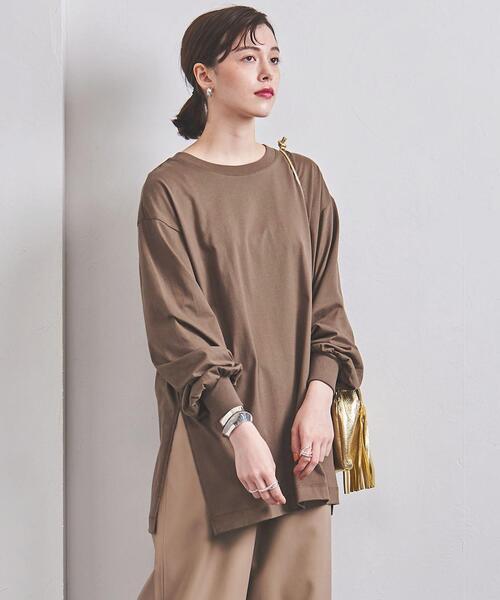 UNITED ARROWS（ユナイテッドアローズ）の「＜UNITED ARROWS＞ ボリュームスリーブ クルーネック カットソー Ｗ（Tシャツ/カットソー・レディース・ダークグレー/ホワイト/モカ・FREE）」の3枚目の写真