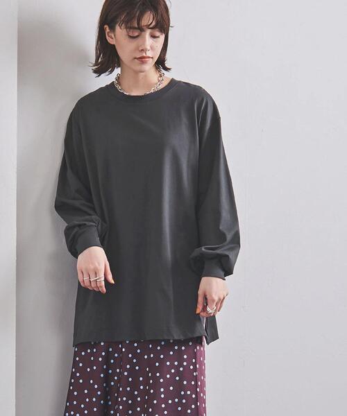 UNITED ARROWS（ユナイテッドアローズ）の「＜UNITED ARROWS＞ ボリュームスリーブ クルーネック カットソー Ｗ（Tシャツ/カットソー・レディース・ダークグレー/ホワイト/モカ・FREE）」の10枚目の写真
