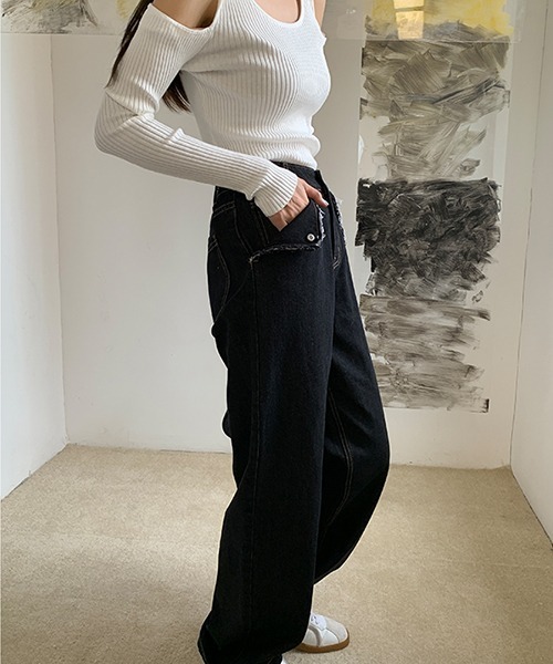 Fano Studios（ファノ ストゥディオズ）の「【Fano Studios】Edge pocket straight denim FQ21K023（デニムパンツ・レディース・ブラック・M/L/S）」の17枚目の写真