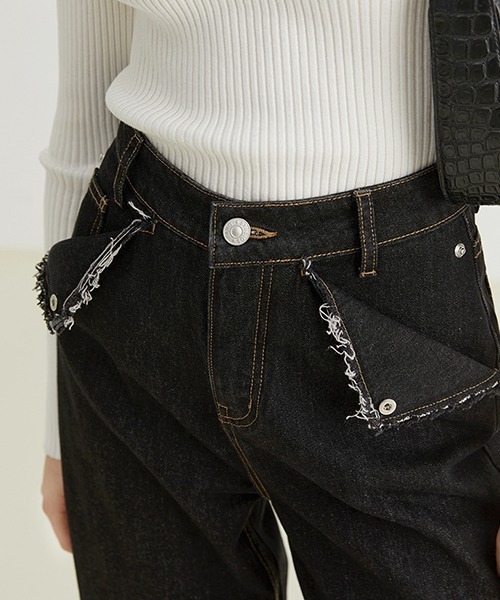 Fano Studios（ファノ ストゥディオズ）の「【Fano Studios】Edge pocket straight denim FQ21K023（デニムパンツ・レディース・ブラック・M/L/S）」の8枚目の写真