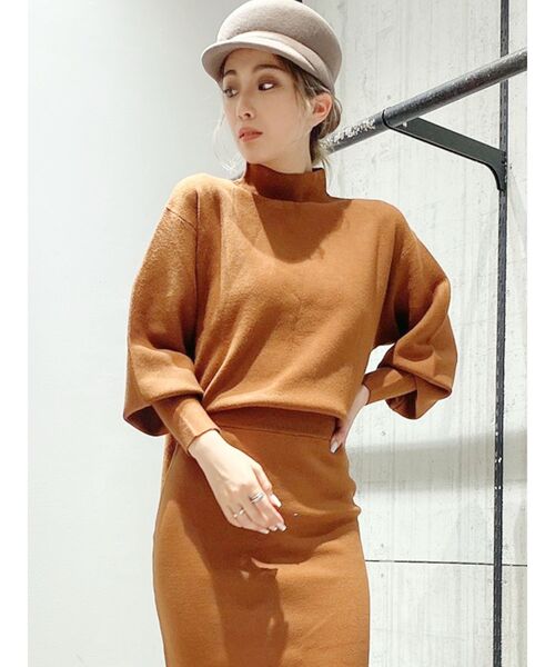 GYDA（ジェイダ）の「【SETUP着用可】ボトルネックマトンスリーブニットTOPS（ニット/セーター・レディース・ブラック/ベージュ/ブラウン・FREE）」の4枚目の写真