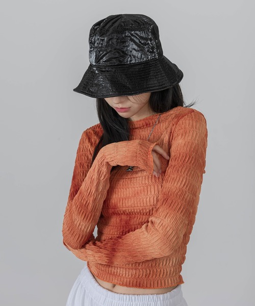 FOLLOWIN（フォロウィン）の「[FLW MADE] タイダイウェーブしわ加工スリムTシャツ（Tシャツ/カットソー・レディース・ブラック/オレンジ/ブルー/カーキ/ブラウン/チャコール・FREE）」の20枚目の写真