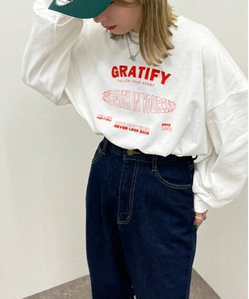 apres jour mignon（アプレジュールミニョン）の「ショート丈プリントロンＴ【ZOZOTOWN限定アイテム】（Tシャツ/カットソー・レディース・ブラック/ホワイト系その他/ホワイト系その他2/ダークグリーン/ブラック系その他/ホワイト系その他3/その他/イエロー系その他/オフホワイト/ナチュラル・X-LARGE/フリー）」の17枚目の写真