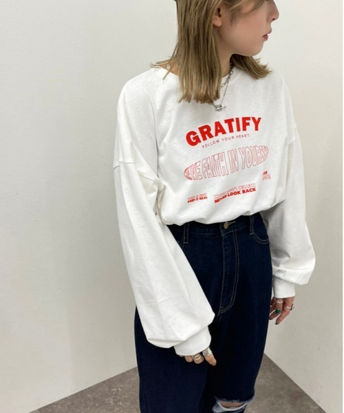 apres jour mignon（アプレジュールミニョン）の「ショート丈プリントロンＴ【ZOZOTOWN限定アイテム】（Tシャツ/カットソー・レディース・ブラック/ホワイト系その他/ホワイト系その他2/ダークグリーン/ブラック系その他/ホワイト系その他3/その他/イエロー系その他/オフホワイト/ナチュラル・X-LARGE/フリー）」の15枚目の写真