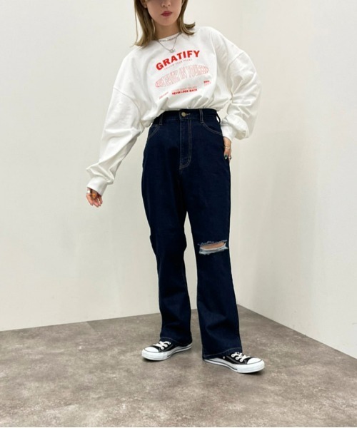 apres jour mignon（アプレジュールミニョン）の「ショート丈プリントロンＴ【ZOZOTOWN限定アイテム】（Tシャツ/カットソー・レディース・ブラック/ホワイト系その他/ホワイト系その他2/ダークグリーン/ブラック系その他/ホワイト系その他3/その他/イエロー系その他/オフホワイト/ナチュラル・X-LARGE/フリー）」の13枚目の写真