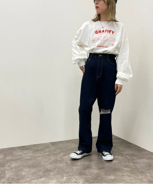 apres jour mignon（アプレジュールミニョン）の「ショート丈プリントロンＴ【ZOZOTOWN限定アイテム】（Tシャツ/カットソー・レディース・ブラック/ホワイト系その他/ホワイト系その他2/ダークグリーン/ブラック系その他/ホワイト系その他3/その他/イエロー系その他/オフホワイト/ナチュラル・X-LARGE/フリー）」の12枚目の写真