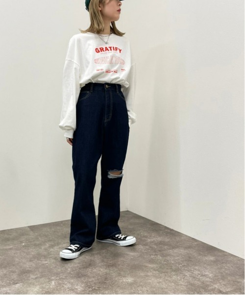 apres jour mignon（アプレジュールミニョン）の「ショート丈プリントロンＴ【ZOZOTOWN限定アイテム】（Tシャツ/カットソー・レディース・ブラック/ホワイト系その他/ホワイト系その他2/ダークグリーン/ブラック系その他/ホワイト系その他3/その他/イエロー系その他/オフホワイト/ナチュラル・X-LARGE/フリー）」の11枚目の写真