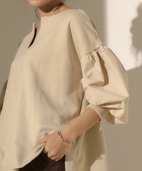 Bou Jeloud（ブージュルード）の「袖ボリュームスウェット（スウェット・レディース・チャコールグレー/モカ/ホワイト系その他・FREE）」の9枚目の写真