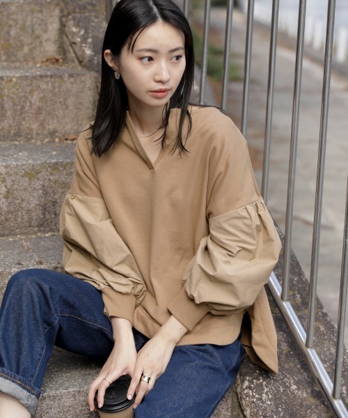 Bou Jeloud（ブージュルード）の「袖ボリュームスウェット（スウェット・レディース・チャコールグレー/モカ/ホワイト系その他・FREE）」の17枚目の写真