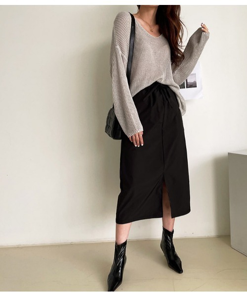 NANING9（ナンニング）の「NANING9 モダンフィットロングスカート（スカート・レディース・ブラック/グレイッシュベージュ・FREE）」の8枚目の写真