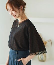 le.coeur blanc | ドットチュールレイヤードカットプルオーバー(Tシャツ/カットソー)