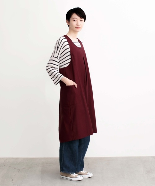 COCO WALK（ココウォーク）の「COCOWALK:タック バッククロス エプロン（エプロン・レディース・ベージュ/ボルドー・FREE）」の19枚目の写真