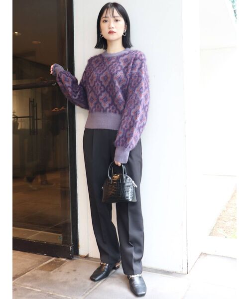 MURUA(ムルーア)の「カラータックパンツ(スラックス・レディース・ブラック/パープル/レッド/グリーン/アイボリー/マスタード・1/2)」の20枚目の写真