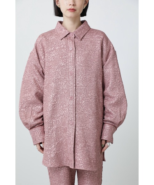 OKIRAKU(オキラク)の「(OKIRAKU×ROSE BUD)ジャカードビッグシャツ(シャツ/ブラウス・レディース・ブラック/ピンク・ONE SIZE)」の12枚目の写真