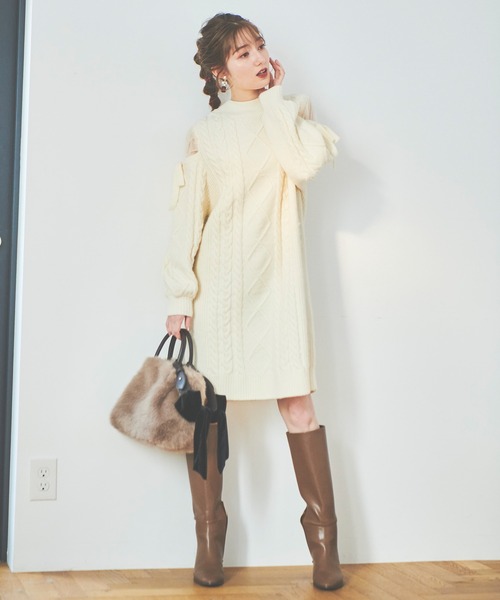 31 Sons de mode（トランテアン　ソン　ドゥ　モード）の「リボンショルダーフェイクファーバッグ（ショルダーバッグ・レディース・サックスブルー/モカ・38）」の8枚目の写真