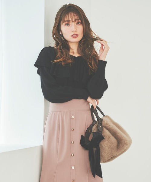 31 Sons de mode（トランテアン　ソン　ドゥ　モード）の「リボンショルダーフェイクファーバッグ（ショルダーバッグ・レディース・サックスブルー/モカ・38）」の5枚目の写真