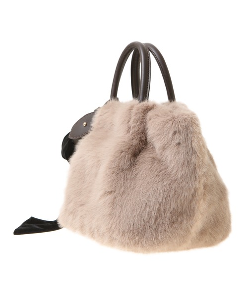 31 Sons de mode（トランテアン　ソン　ドゥ　モード）の「リボンショルダーフェイクファーバッグ（ショルダーバッグ・レディース・サックスブルー/モカ・38）」の16枚目の写真