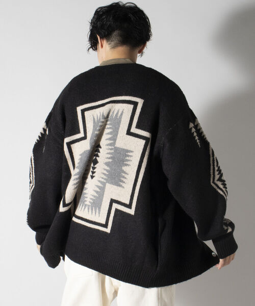 PENDLETON（ペンドルトン）の「【PENDLETON/ペンドルトン】Vネックモヘヤカーディガン ＶNeck Cardigan #1575-6002（カーディガン/ボレロ・メンズ・ブラック/キャメル・MEDIUM/LARGE）」の4枚目の写真