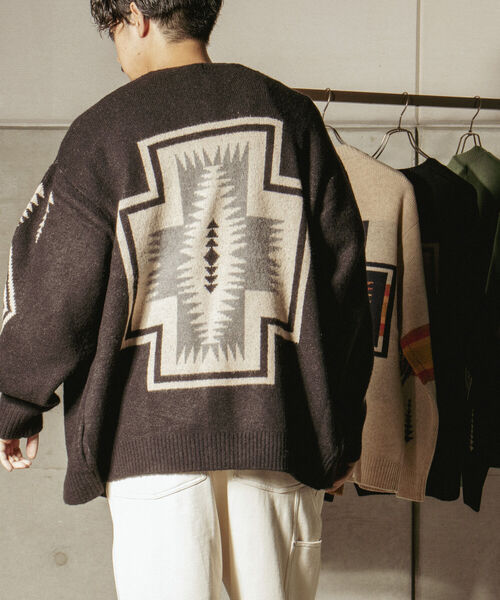 PENDLETON（ペンドルトン）の「【PENDLETON/ペンドルトン】Vネックモヘヤカーディガン ＶNeck Cardigan #1575-6002（カーディガン/ボレロ・メンズ・ブラック/キャメル・MEDIUM/LARGE）」の5枚目の写真