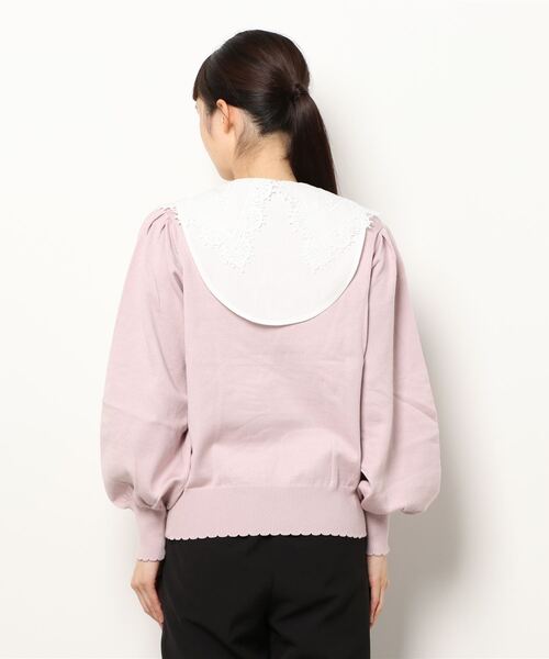 axes femme POETIQUE（アクシーズファムポエティック）の「レース襟付ニットＰＯ（ニット/セーター・レディース・ブラック/ピンク/ラベンダー・MEDIUM）」の4枚目の写真