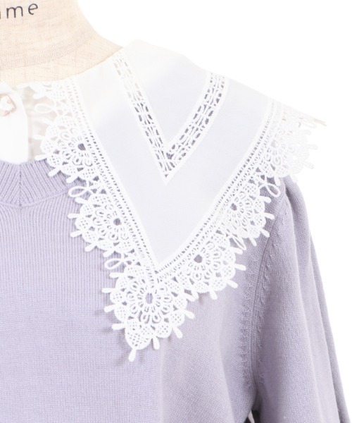 axes femme POETIQUE（アクシーズファムポエティック）の「レース襟付ニットＰＯ（ニット/セーター・レディース・ブラック/ピンク/ラベンダー・MEDIUM）」の8枚目の写真