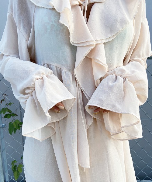 esutoreja（エストレジャ）の「シースルーフリルギャザーブラウス（シャツ/ブラウス・レディース・ベージュ/ブラック・FREE）」の15枚目の写真