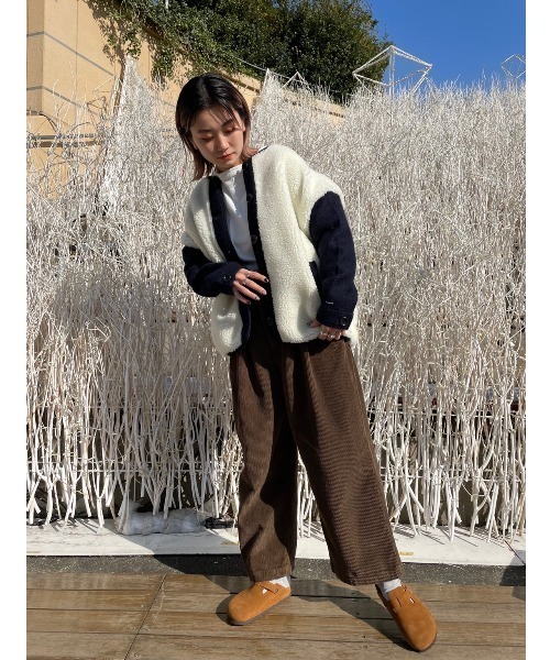 MANASTASH(マナスタッシュ)の「MANASTASH/マナスタッシュ シープボア×圧縮ウール(ブルゾン・レディース・オフホワイト/ブラック・FREE)」の1枚目の写真