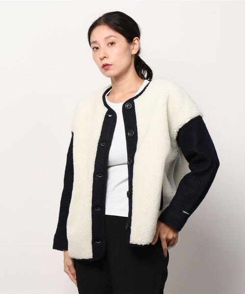 MANASTASH(マナスタッシュ)の「MANASTASH/マナスタッシュ シープボア×圧縮ウール(ブルゾン・レディース・オフホワイト/ブラック・FREE)」の7枚目の写真