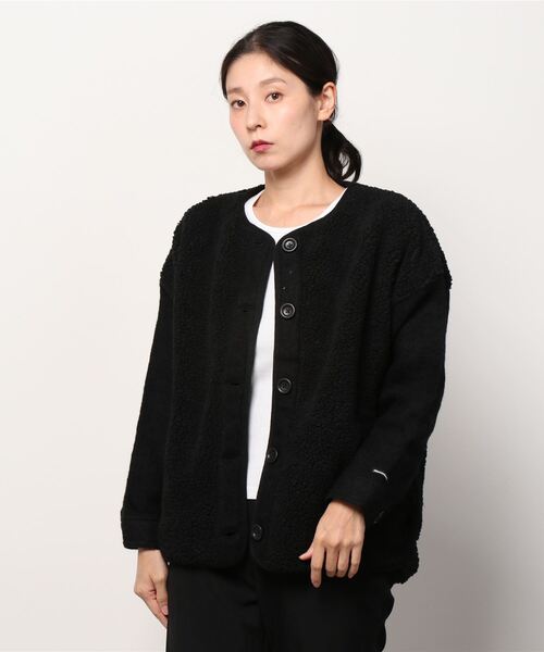 MANASTASH(マナスタッシュ)の「MANASTASH/マナスタッシュ シープボア×圧縮ウール(ブルゾン・レディース・オフホワイト/ブラック・FREE)」の6枚目の写真