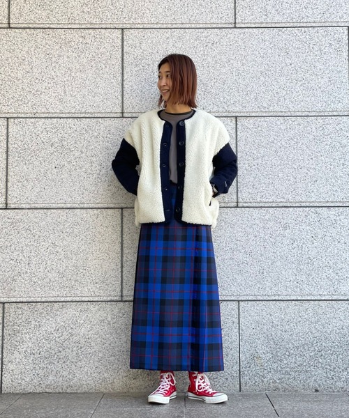 MANASTASH(マナスタッシュ)の「MANASTASH/マナスタッシュ シープボア×圧縮ウール(ブルゾン・レディース・オフホワイト/ブラック・FREE)」の9枚目の写真