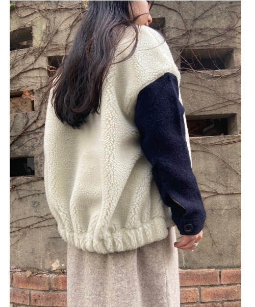 MANASTASH(マナスタッシュ)の「MANASTASH/マナスタッシュ シープボア×圧縮ウール(ブルゾン・レディース・オフホワイト/ブラック・FREE)」の12枚目の写真